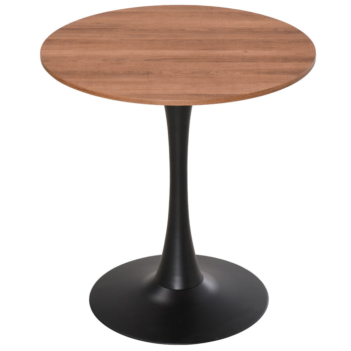 Modern Round Dining Table Leisure Coffee Bistro Table with Metal Base for Kitchen & Dining Room Brown