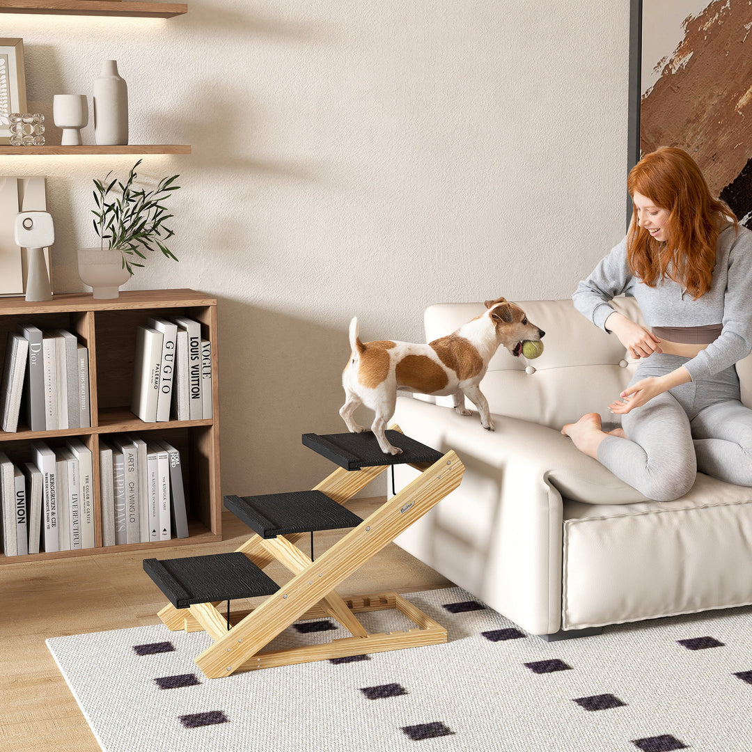 Adjustable Dog Steps Dog Ramp, 3-Step Non-slip Pet Stairs for Medium S