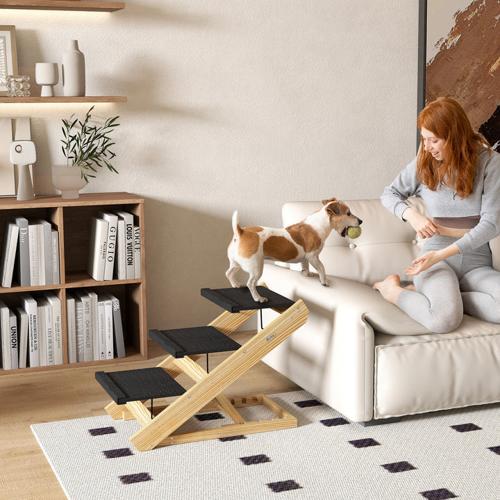 Adjustable Dog Steps Dog Ramp, 3-Step Non-slip Pet Stairs for Medium S