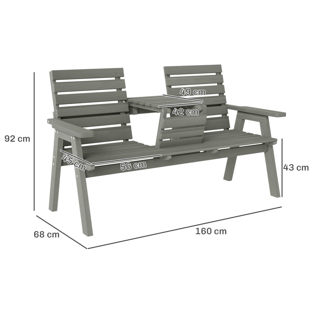 Fir Wood Convertible 2 to 3 Seater Outdoor Garden Bench Grey