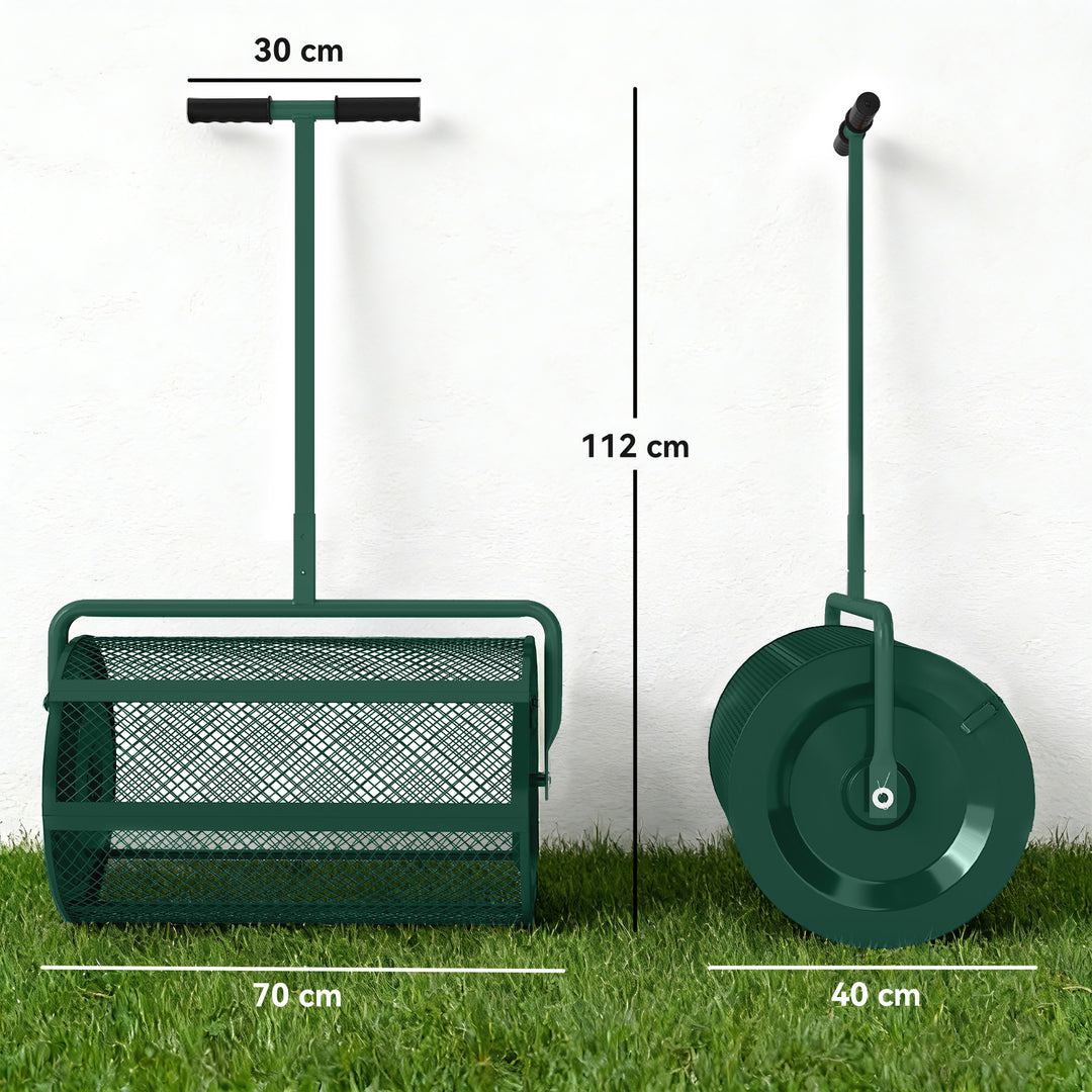 Compost Spreader, 24" Peat Moss Spreader with Height Adjustable T Shap