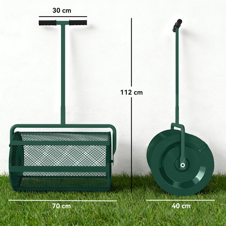 Compost Spreader, 24" Peat Moss Spreader with Height Adjustable T Shap