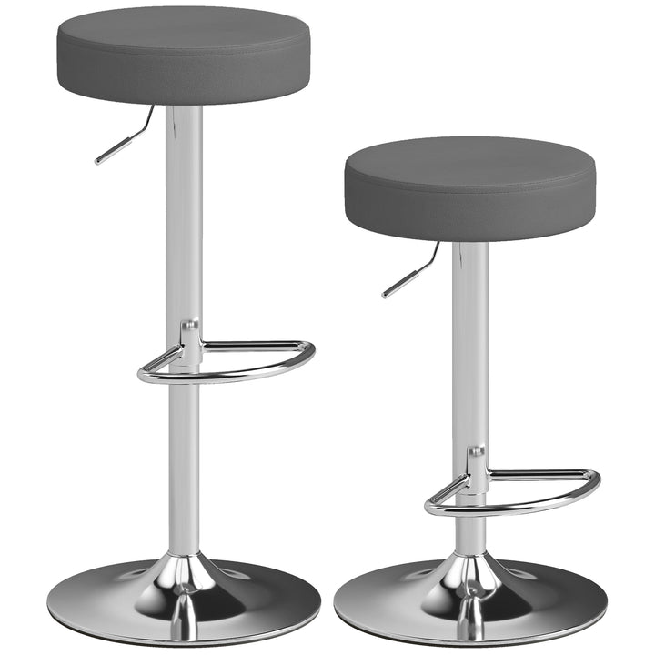 Bar Stools Set of 2, Modern PU Leather Swivel Barstools, Height Adjust