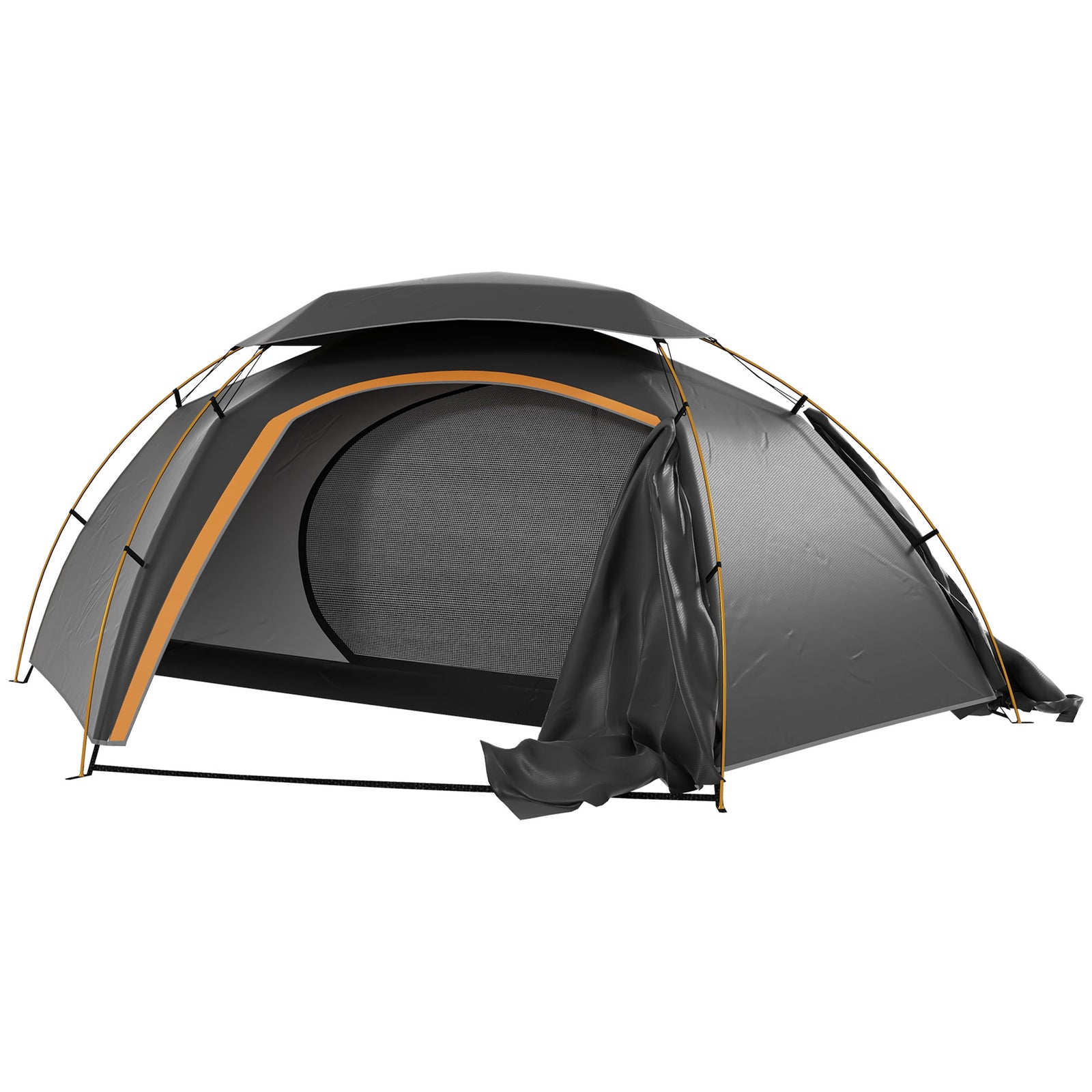 Aluminium Frame Camping Tent Dome Tent with Removable Rainfly, 2000mm Waterproof, for 1-2 Man, Grey