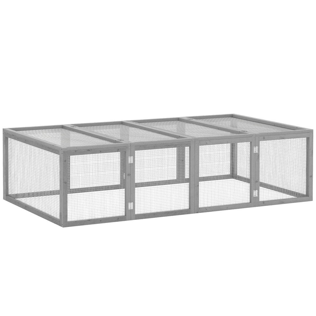 Wooden Rabbit Hutch Cage 6ft with Wire Mesh, Openable Roof, Play Space for Outdoor, Grey