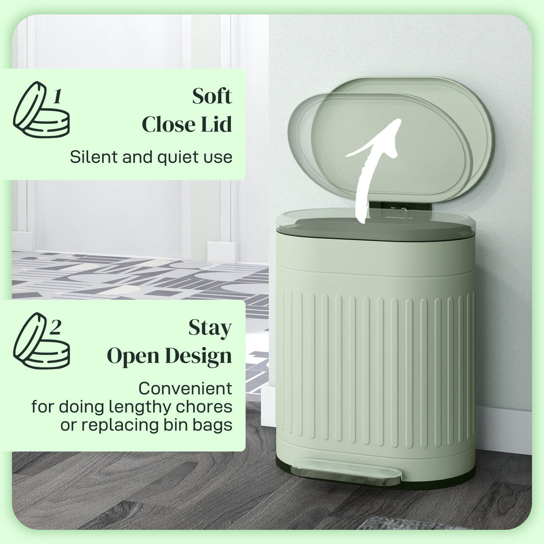 20L Metal Kitchen Bin, with Soft-Close Lid - Light Green
