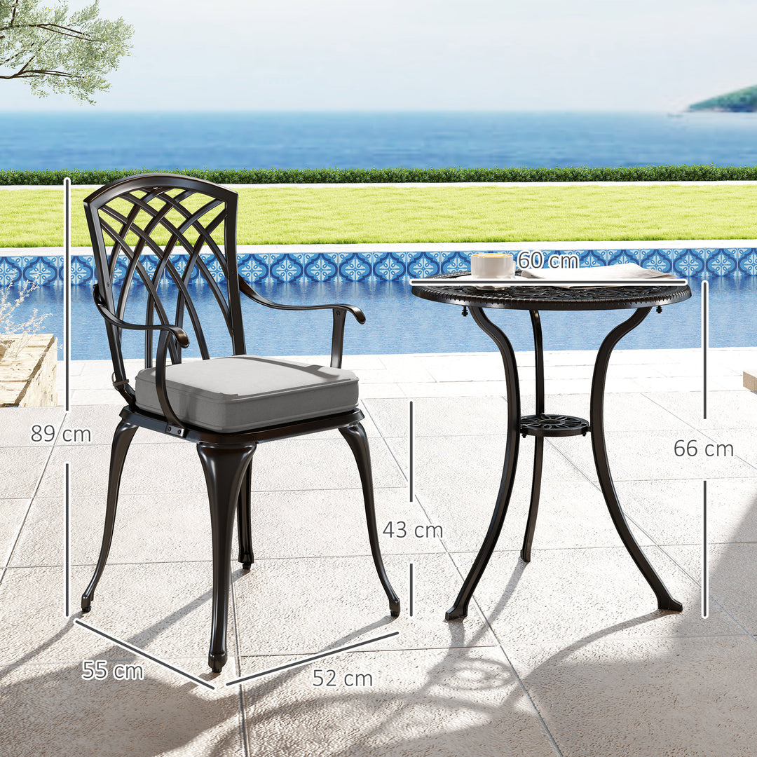 Three-Piece Cast Aluminium Bistro Set - Black