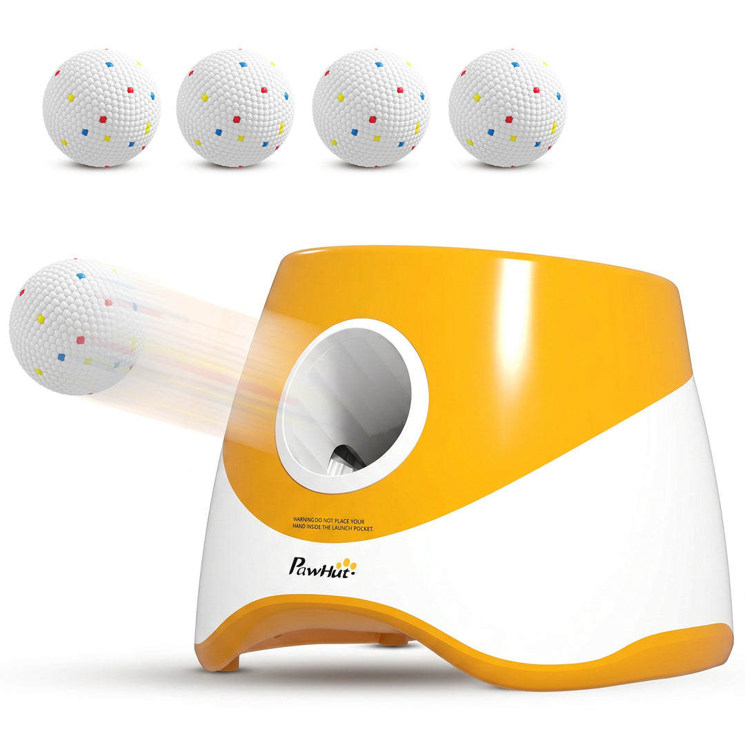 Automatic Dog Ball Launcher with 5 ETPU Balls 5.8 cm, 3 Distance Setti
