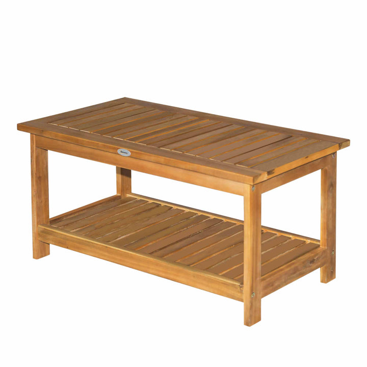 45 x 90cm Acacia Wood Two-Tier Garden Table