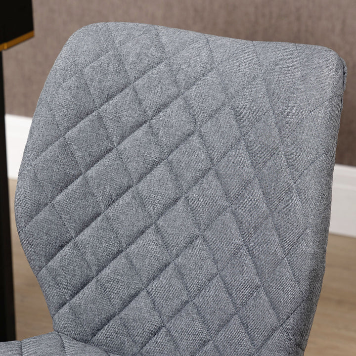 Armless Office Chair Adjustable Computer Chair Swivel Chair with Rolling Wheels and Linen Fabric Back Support for Home Office Students Study Grey