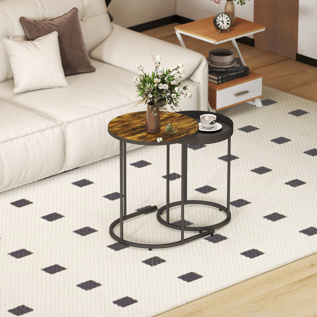 MCL Round Nesting Side Table Set of 2 - Rustic Brown