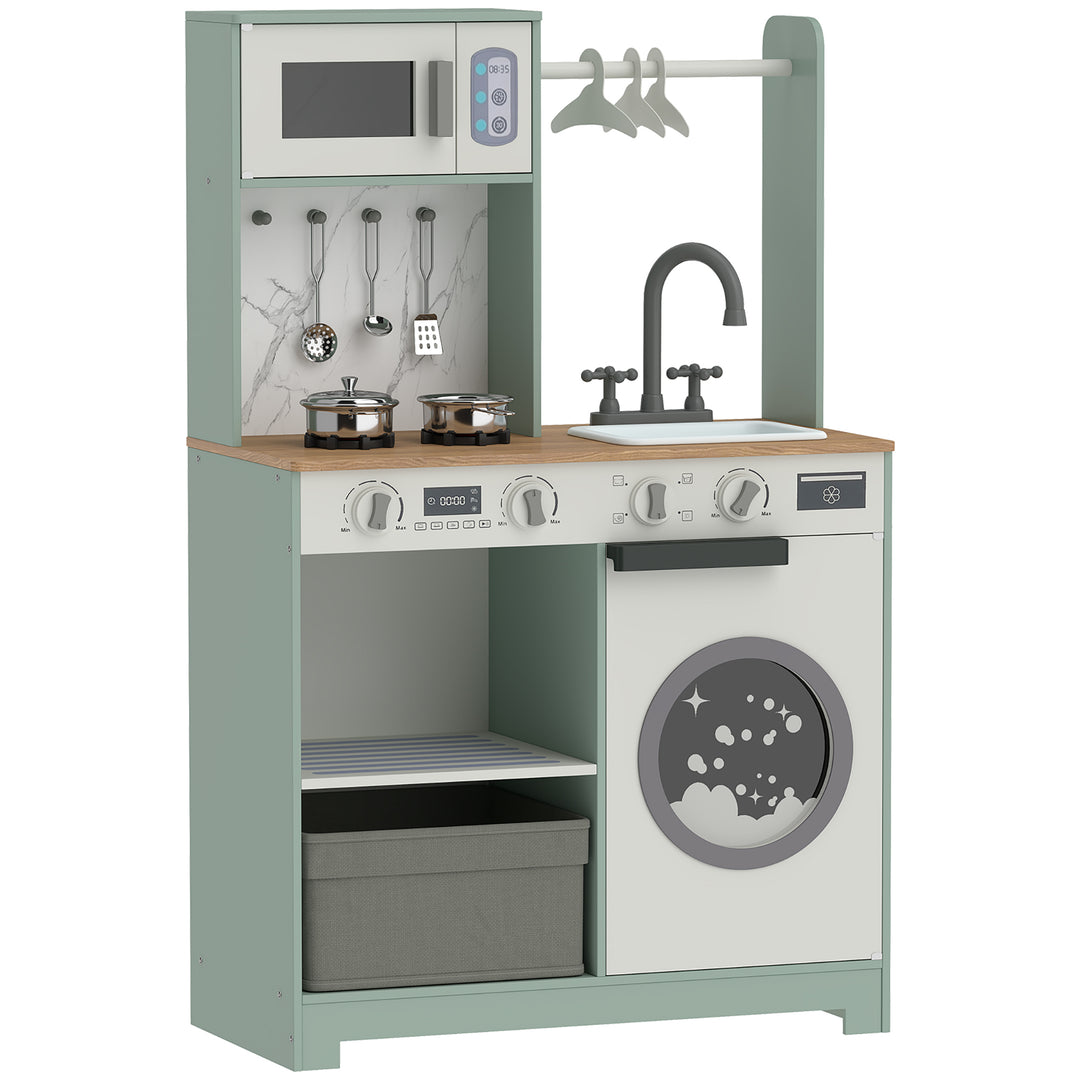 Kids Play Kitchen, Pretend Play Toy Kitchen Playset with Stove, Sink, 