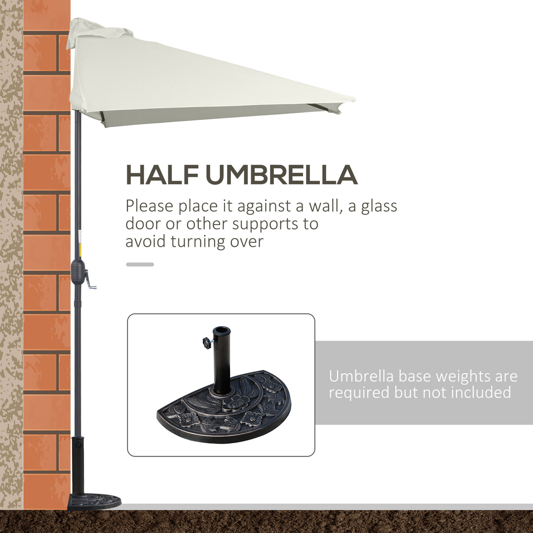 Balcony Half Parasol Semi Round Umbrella Patio Crank Handle (2.3 m, Beige)- NO BASE INCLUDED