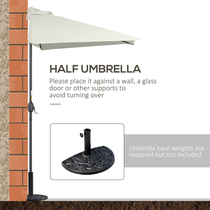 Balcony Half Parasol Semi Round Umbrella Patio Crank Handle (2.3 m, Beige)- NO BASE INCLUDED