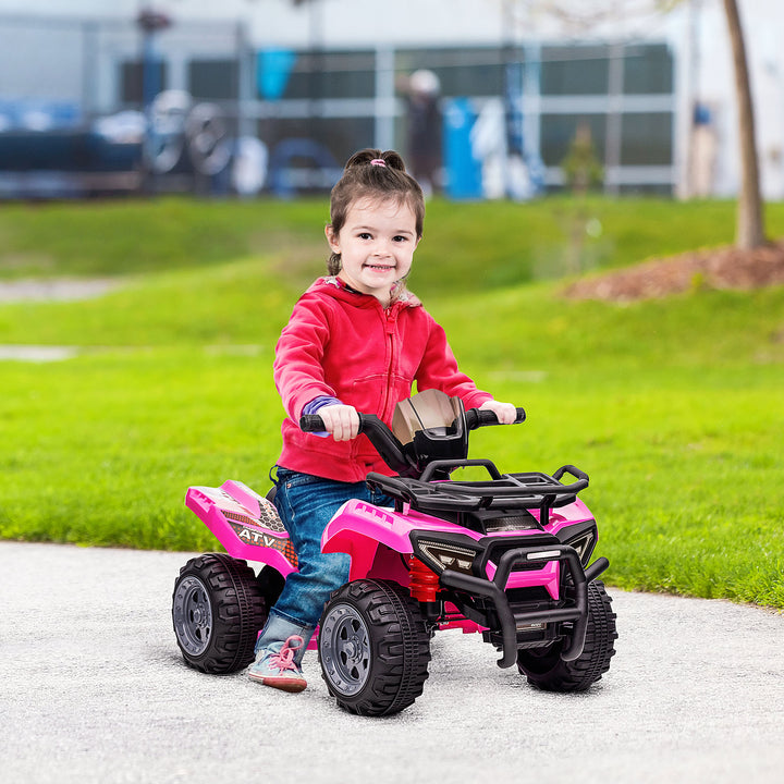 HOMCOM Kids Electric ATV Ride-On Toy, 6V Battery-Powered Quad Bike with Working Headlights, for Toddlers 18-36 Months, Pink | Aosom UK