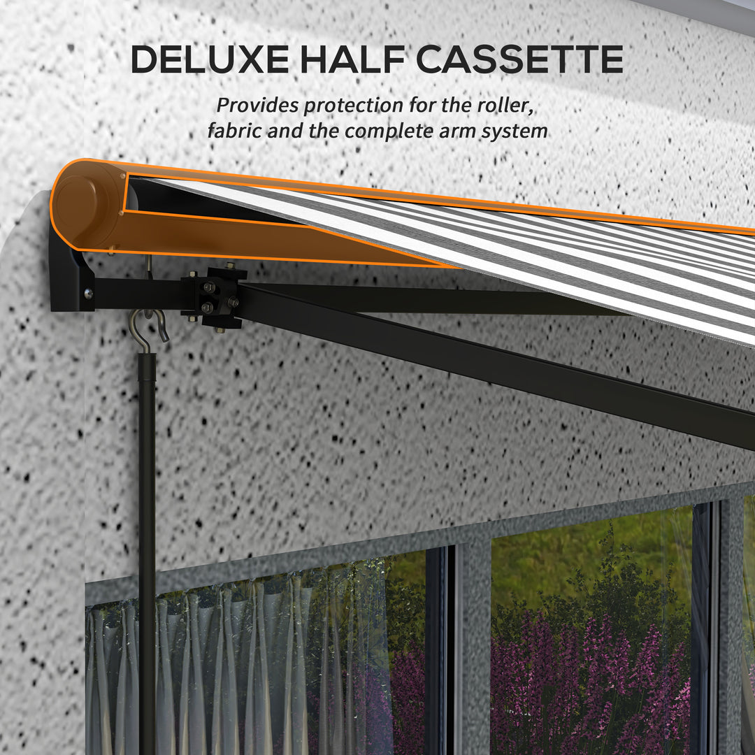 2.5 x 3.5m Aluminium Frame Electric Awning, with Remote - Grey/White