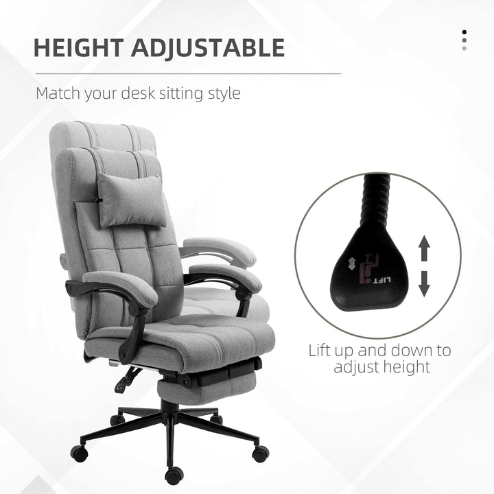 MCL Office Chair with Footrest Ergonomic Office Chair with Armrests Lumber Support and Headrest Light Grey