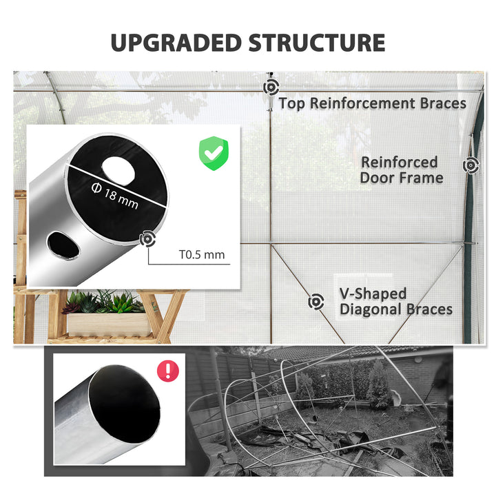 3 x 2(m) Walk-In Tunnel Greenhouse, with Accessories - White