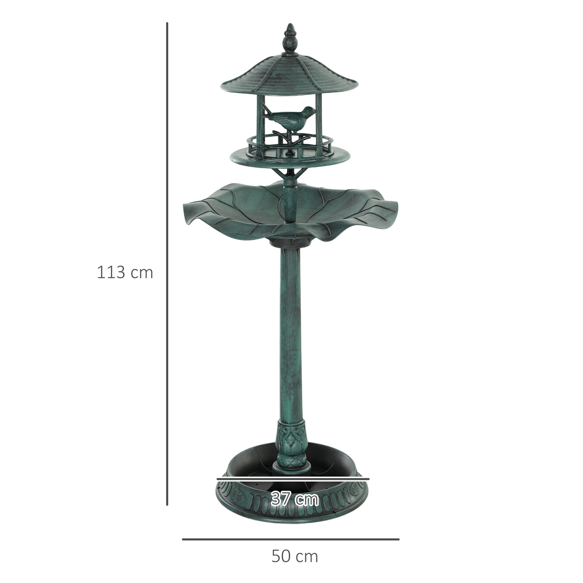 3-in-1 Garden Bird Bath, Freestanding Birdbath with Large Water Basin,