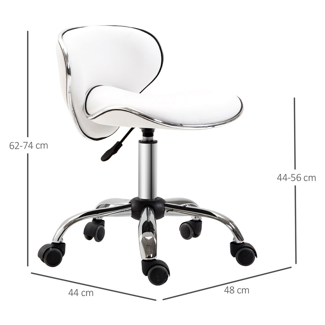 MCL Adjustable Rolling Swivel Beauty Salon Chair, Stool for Spa, Technician - White