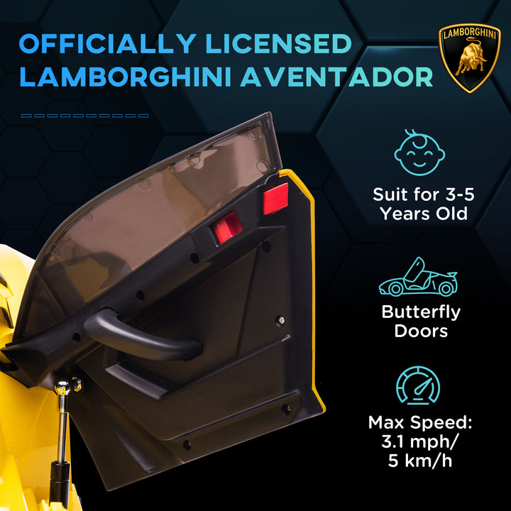 Lamborghini Licensed 12V kids Electric Car w/ Butterfly Doors, Remote, Music, Horn, Suspension - Yellow
