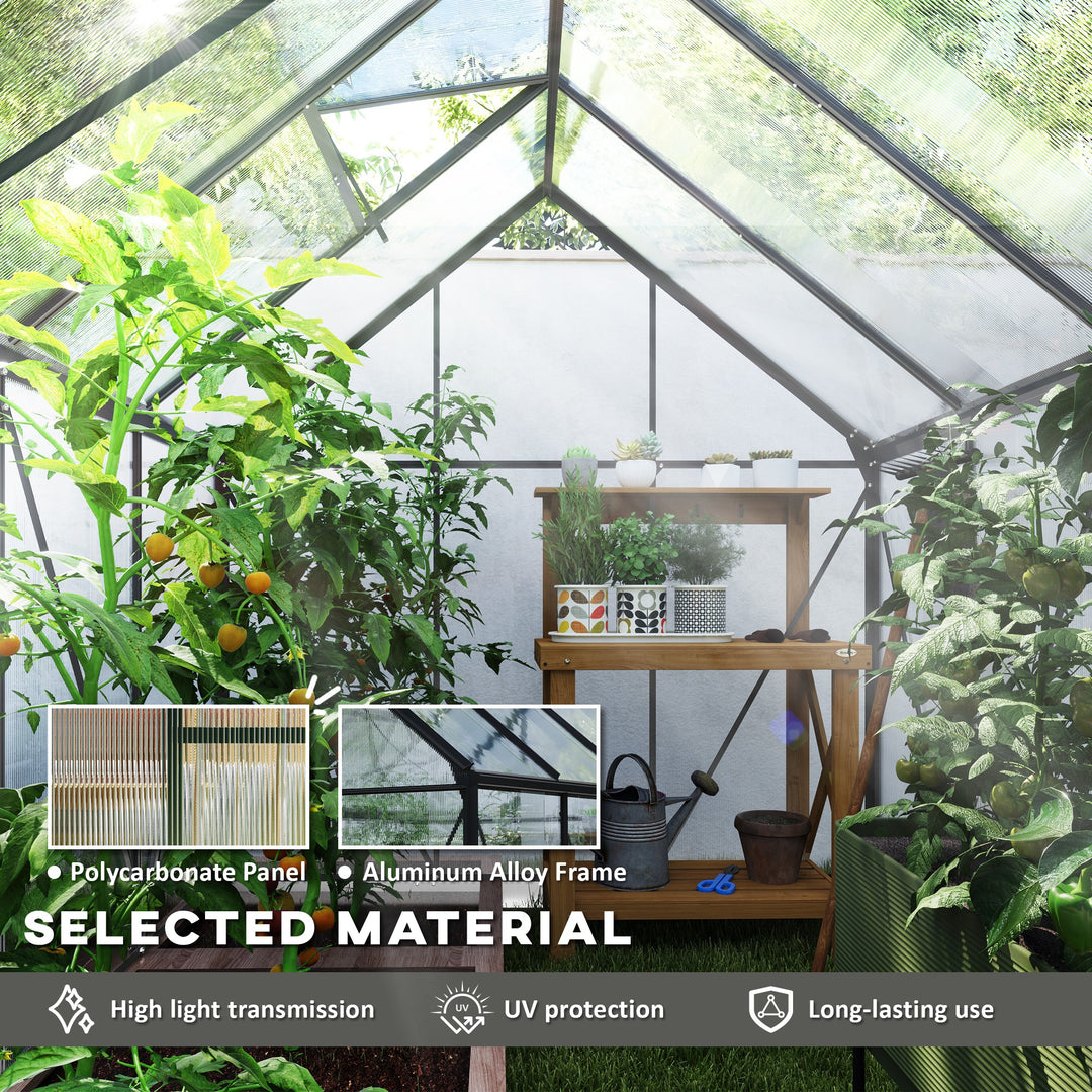 Outsunny 190 x 253 cm Walk-In Polycarbonate Greenhouse - Dark Grey