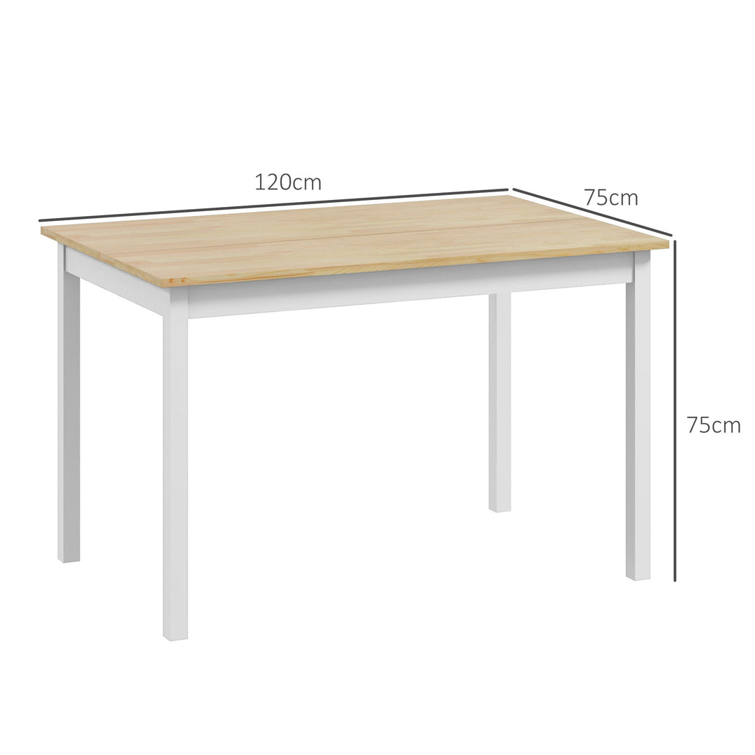 HOMCOM 120 x 75cm Dining Table, Farmhouse Dining Room Table with Pine Wood Frame, Space Saving Kitchen Table, Natural