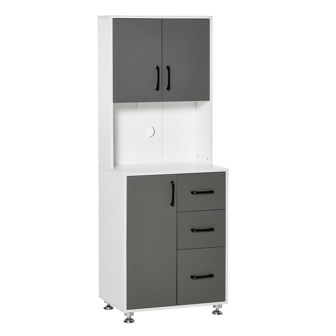 MCL Modern Kitchen Cupboard with Storage Cabinets, 3 Drawers and Open Countertop for Living Room, Grey