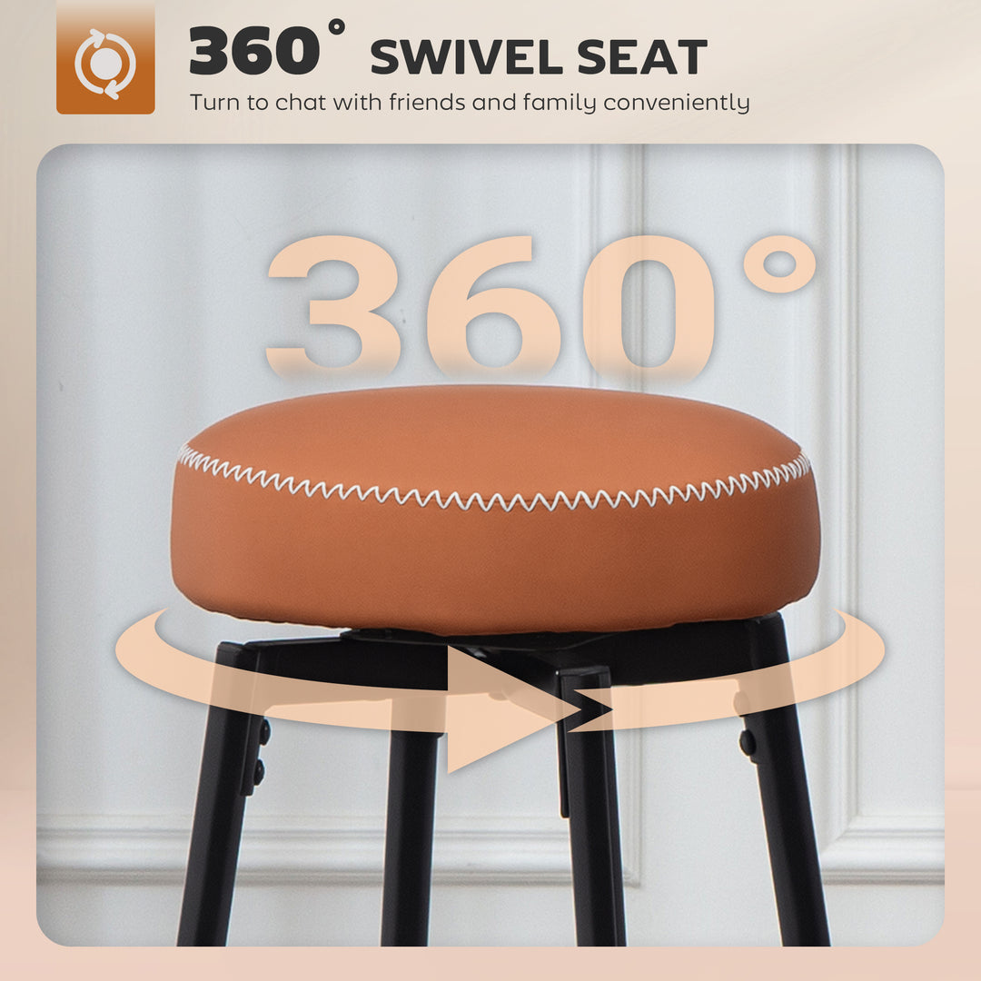 Set of Two Faux Leather Bar Stools - Brown/Black