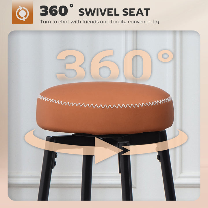 Set of Two Faux Leather Bar Stools - Brown/Black