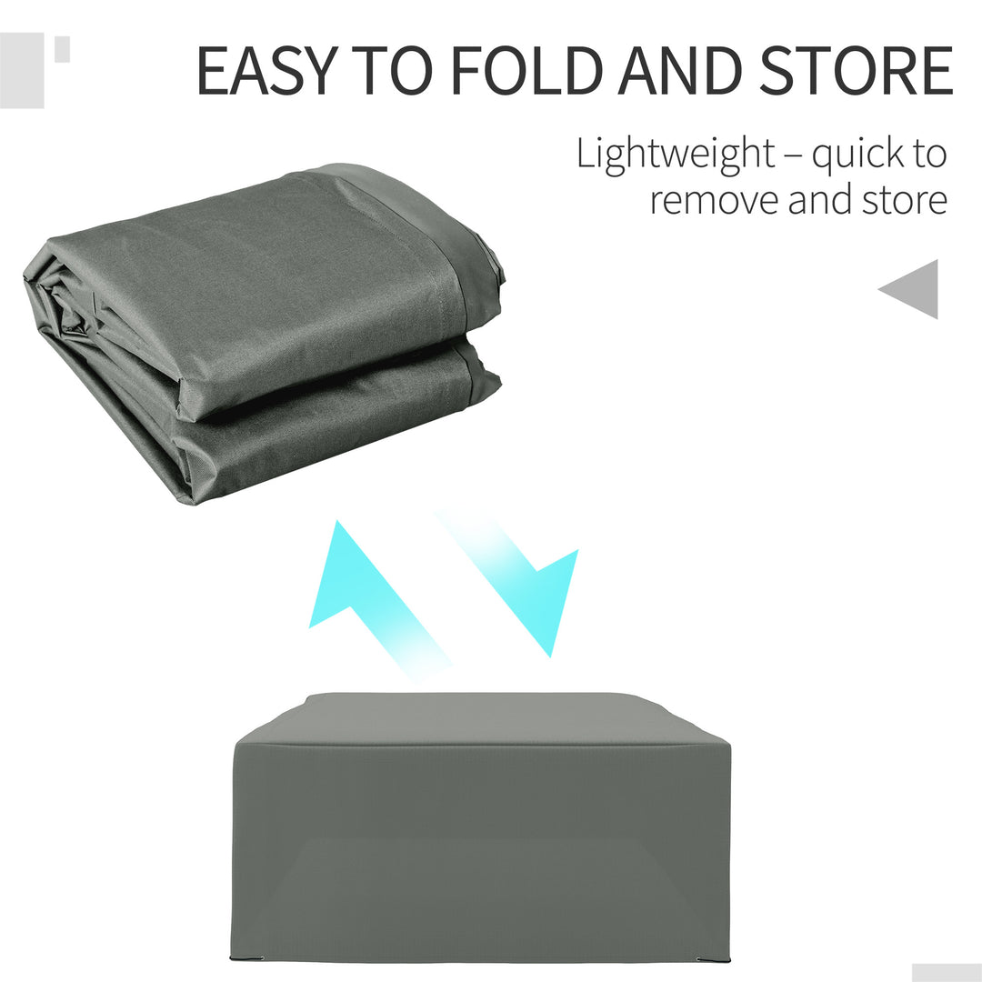 600D Oxford Outdoor Garden Furniture Sofa Set Cover, Waterproof Anti-UV Rattan Sun Lounger Protection Protector Cover, 275L x 205W x 90Hcm, Grey