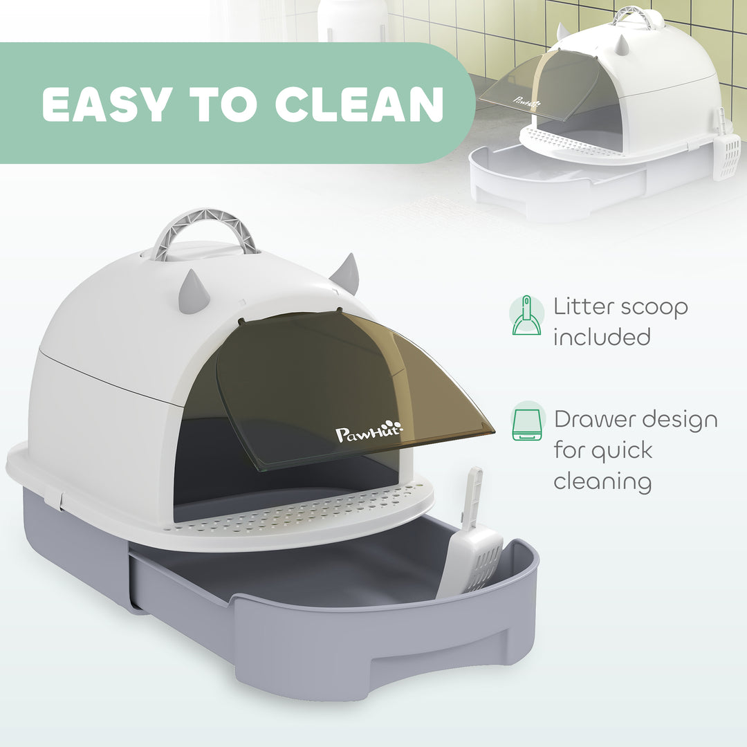Enclosed Cat Litter Box w/ Pull-Out Drawer, Scoop, Deodorising Bags fo