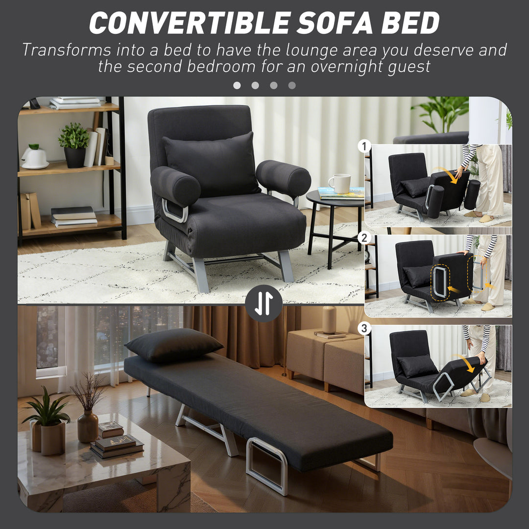 Single Sofa Bed, 3-in-1 Convertible Folding Chair Bed with Adjustable - view 4
