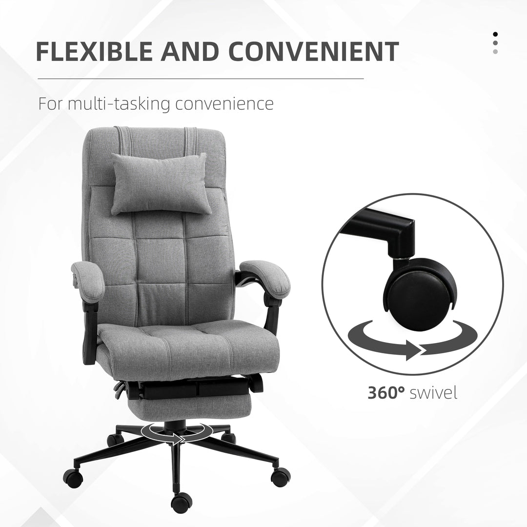 MCL Office Chair with Footrest Ergonomic Office Chair with Armrests Lumber Support and Headrest Light Grey