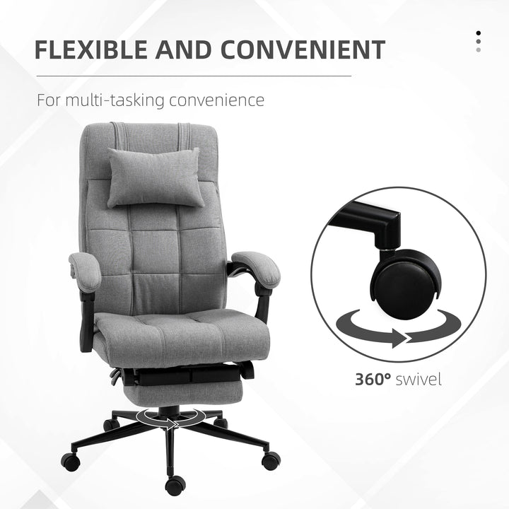 MCL Office Chair with Footrest Ergonomic Office Chair with Armrests Lumber Support and Headrest Light Grey
