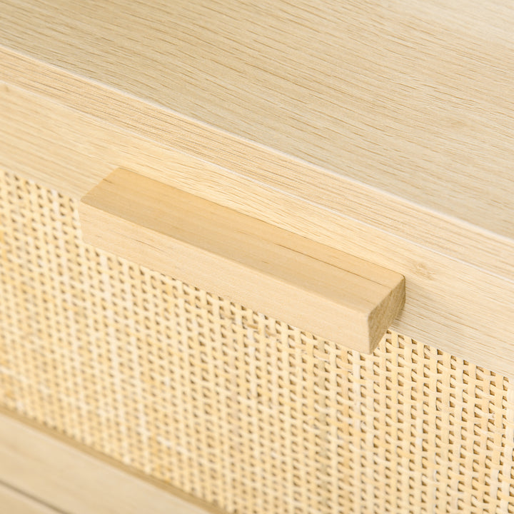 Rattan Bedroom Chest of Drawers, 3 Drawers Storage Unit, Boho Dresser for Living Room, Hallway, Natural