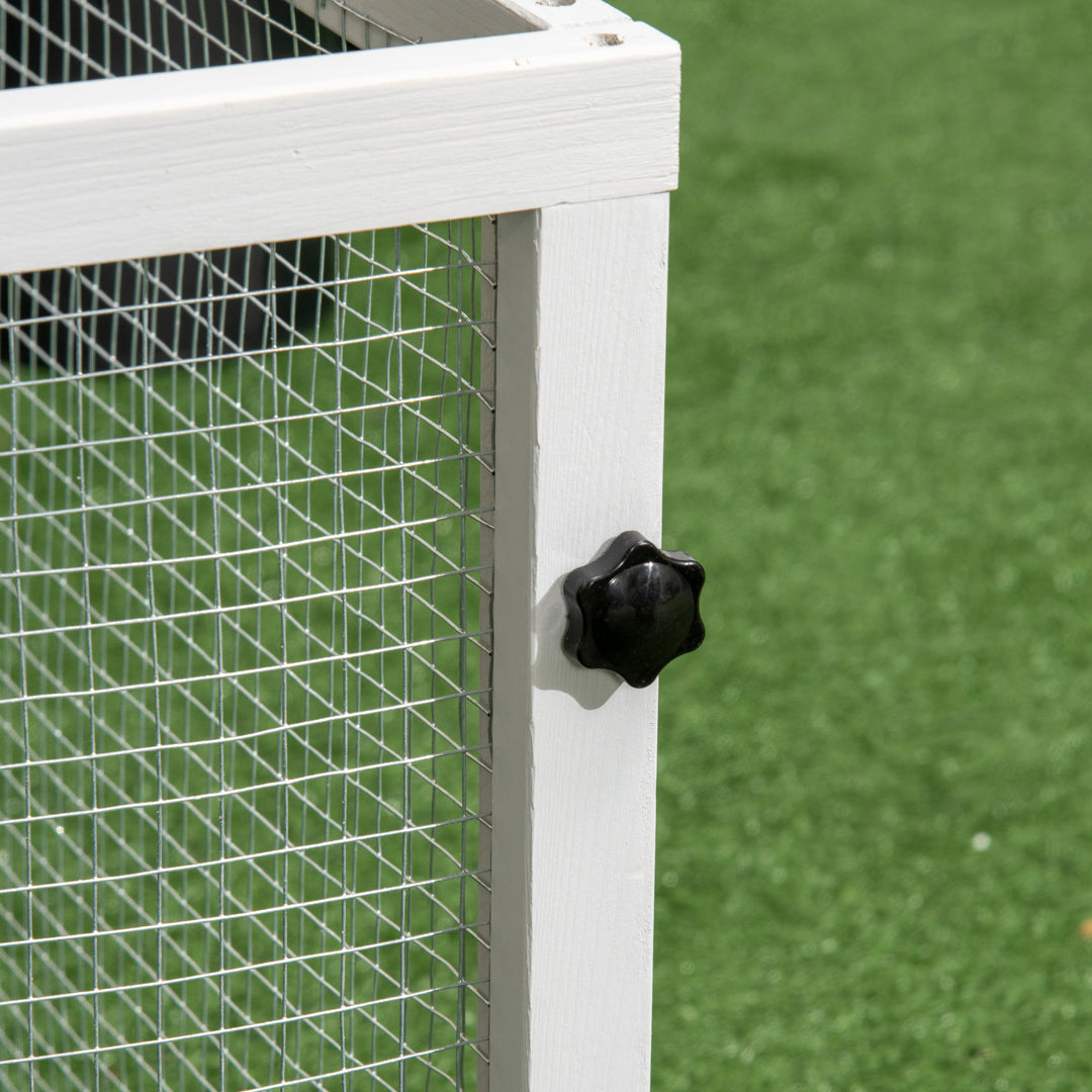 Indoor Rabbit Hutch, Guinea Pig Cage, with Slide-Out Tray, Large Fenced Area - Light Grey