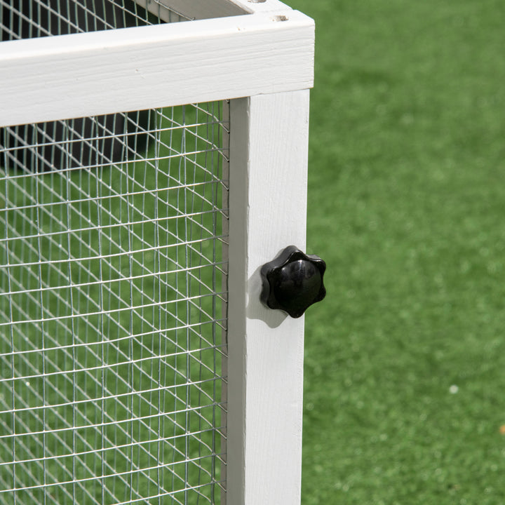 Indoor Rabbit Hutch, Guinea Pig Cage, with Slide-Out Tray, Large Fenced Area - Light Grey