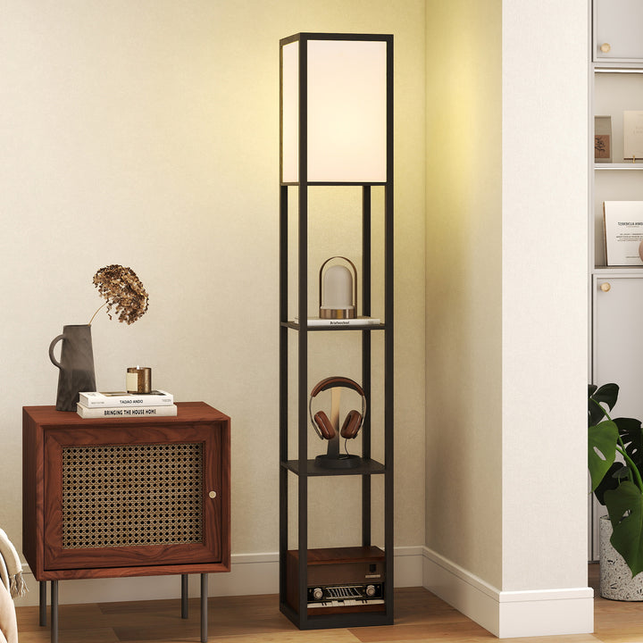 Floor Lamp with Shelves, 3 Layer Column Modern Standing Lamp for Livin