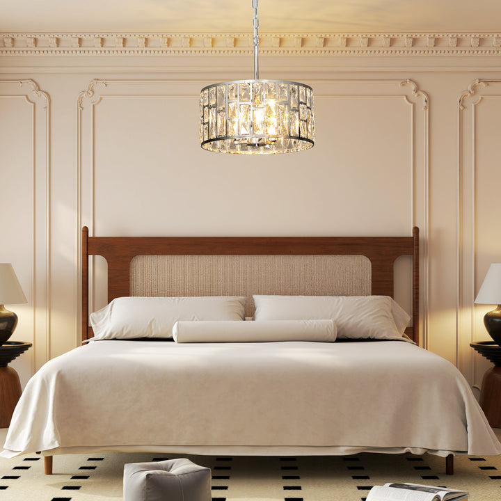 MCL 72 Glass Crystallite Chandelier - Silver-Tone