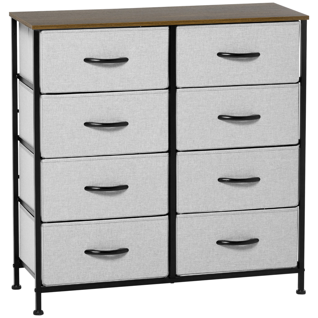 Fabric Chest of Drawers, Industrial Bedroom Dresser with 8 Fabric Drawers, Steel Frame and Wooden Top for Nursery, Living Room, Hallway, Grey