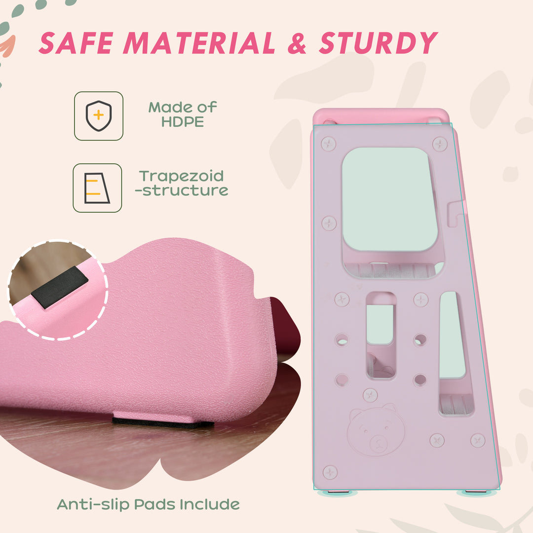 Kids Step Stool, Adjustable Standing Platform, Toddler Kitchen Stool, Pink