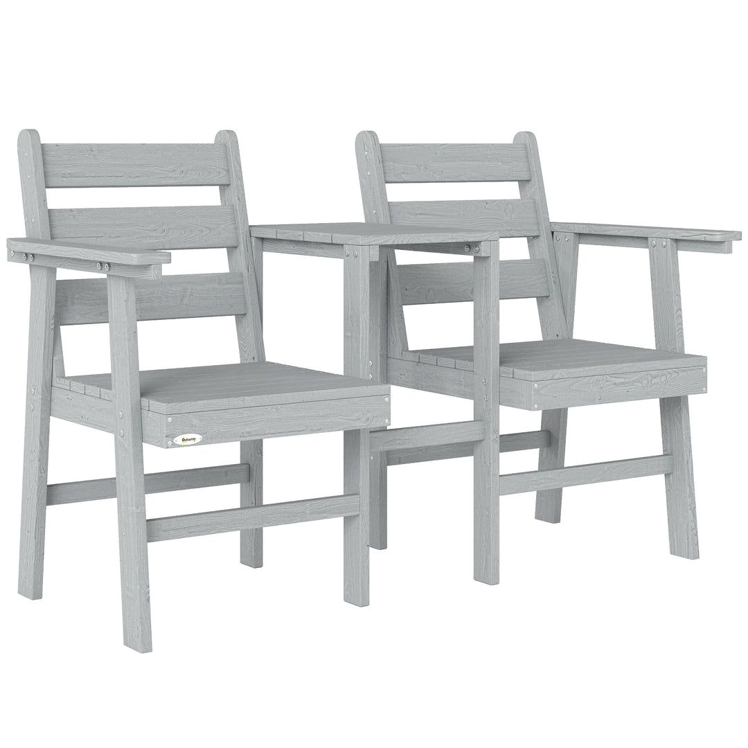 Outdoor Garden Loveseat, Embossed Wooden Jack and Jill Garden Seat wit