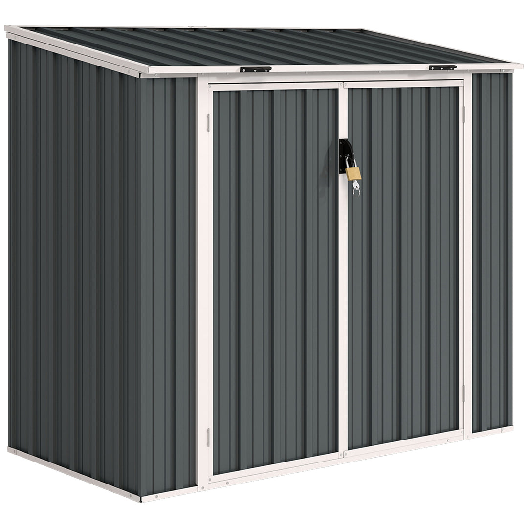 MCL 5ft x 3ft Garden 2-Bin Steel Storage Shed, Double Rubbish Storage Shed, Hide Dustbin w/ Locking Doors and Openable Lid