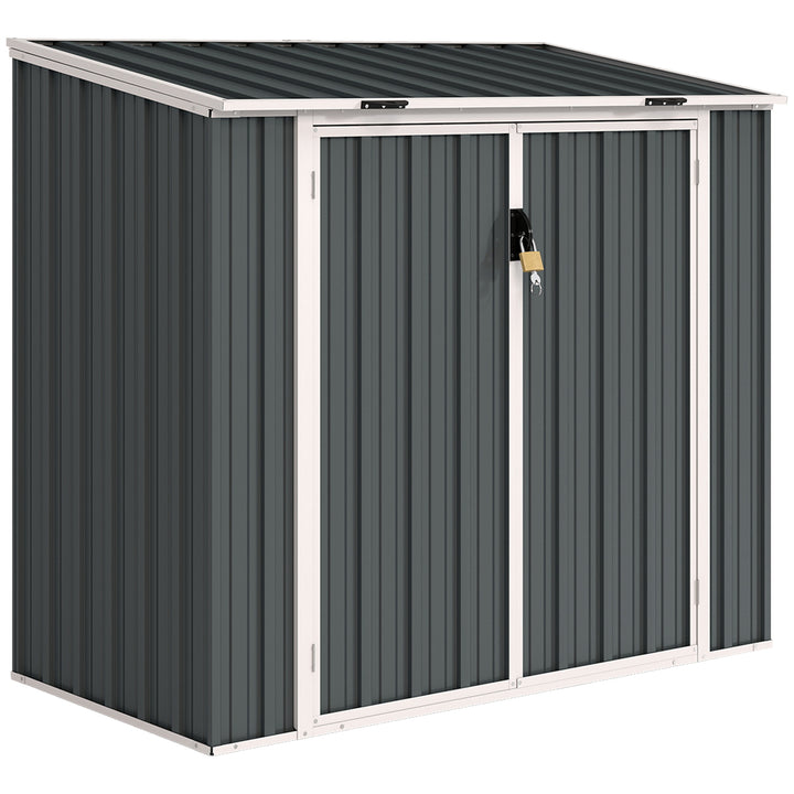 MCL 5ft x 3ft Garden 2-Bin Steel Storage Shed, Double Rubbish Storage Shed, Hide Dustbin w/ Locking Doors and Openable Lid