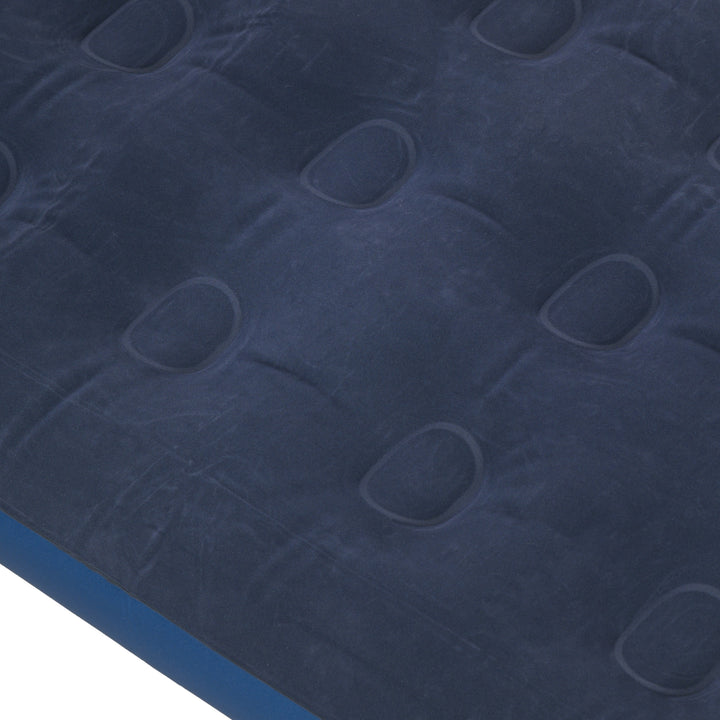 Single Air Bed with Hand Pump, Inflatable Mattress with Flocked Surface for Guest, Camping, Travel, 191 x 73 x 22cm, Blue