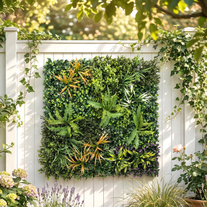 Grass Wall Panels, 100 x 100 cm Artificial Grass Wall Decor with Tie C