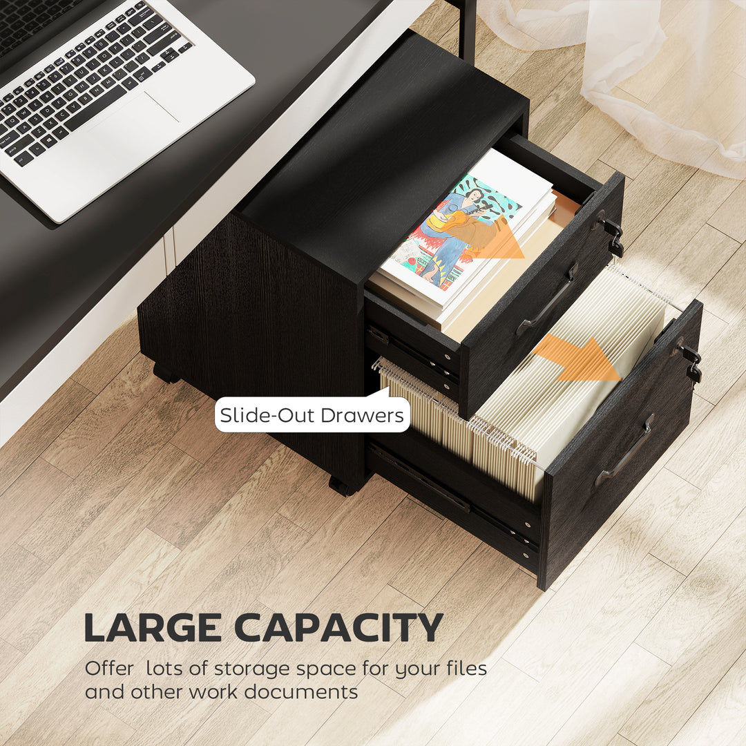 Rolling File Cabinet with 2 Drawers, Mobile Filing Cabinet with Hanging File Folder for Letter Sized Documents