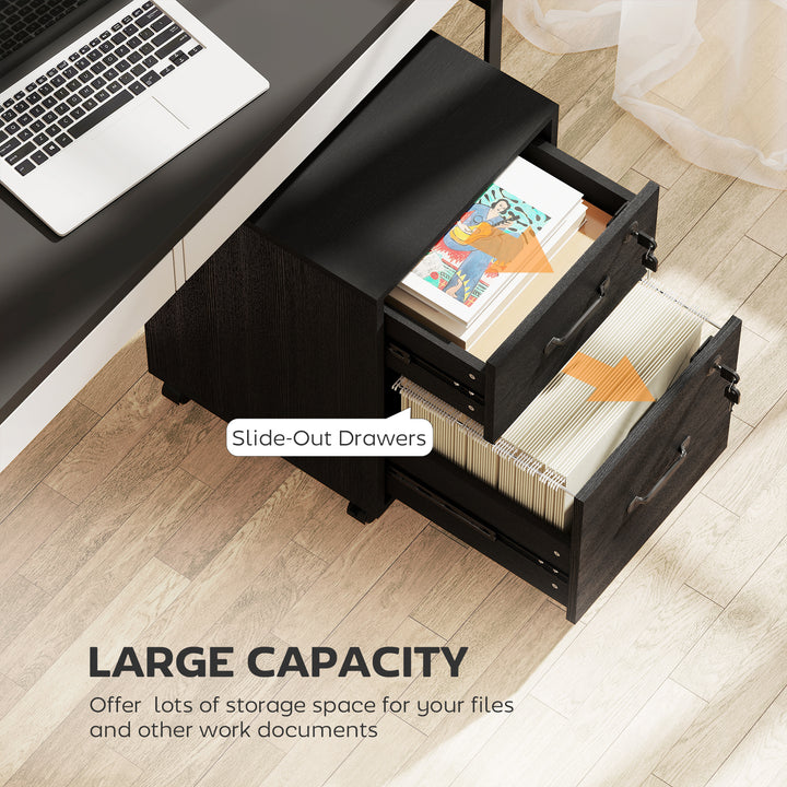 Rolling File Cabinet with 2 Drawers, Mobile Filing Cabinet with Hanging File Folder for Letter Sized Documents