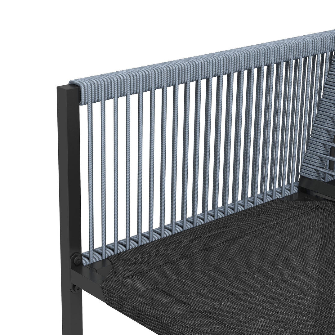 Five-Piece Metal Dining Set, with Folding Back Chairs, Dark Grey